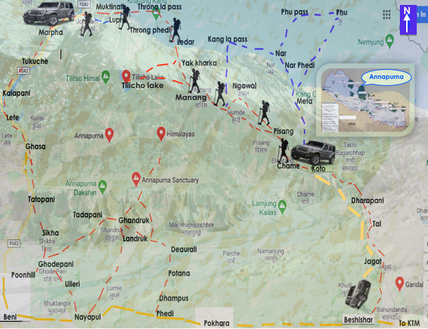 Annapurna Circuit Trek Route Map