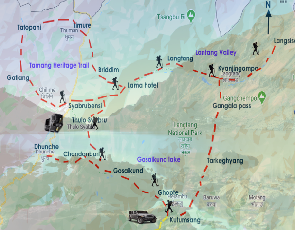 Langtang/Gosaikund Trek Route Map